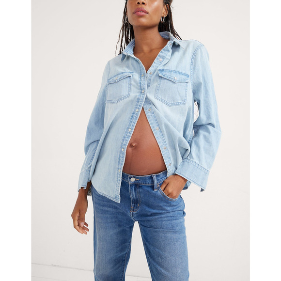 Hatch 'The Denim' Blue Maternity Shirt Size XS - Picture 1 of 5